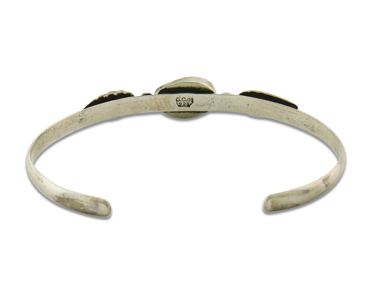 Vintage Navajo Bracelet 925 Silver Turquoise Handmade Authentic Signed GC01