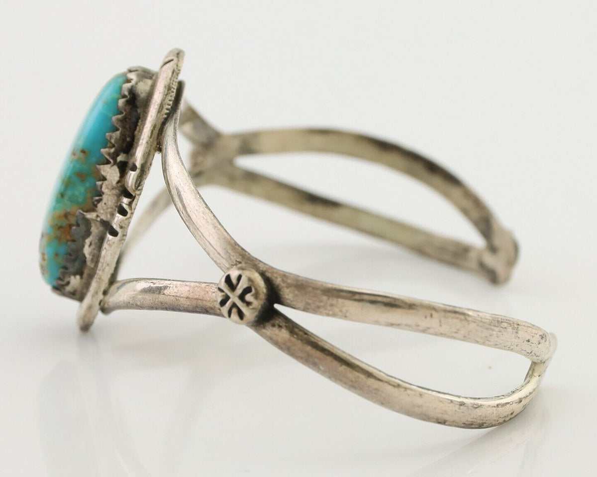 Navajo Bracelet 925 Silver Kingman Turquoise Native American Artist C.80's