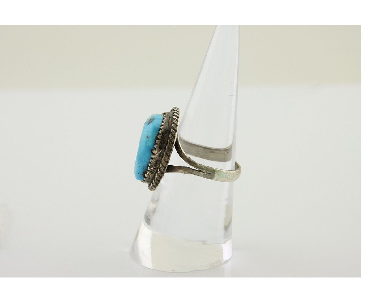 Navajo Ring 925 Silver Morenci Turquoise Native American Artist C.80's