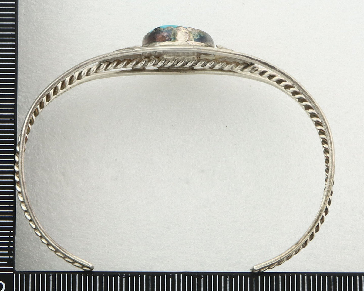 Vintage Navajo Bracelet 925 Silver Turquoise Handmade Signed L T Chee