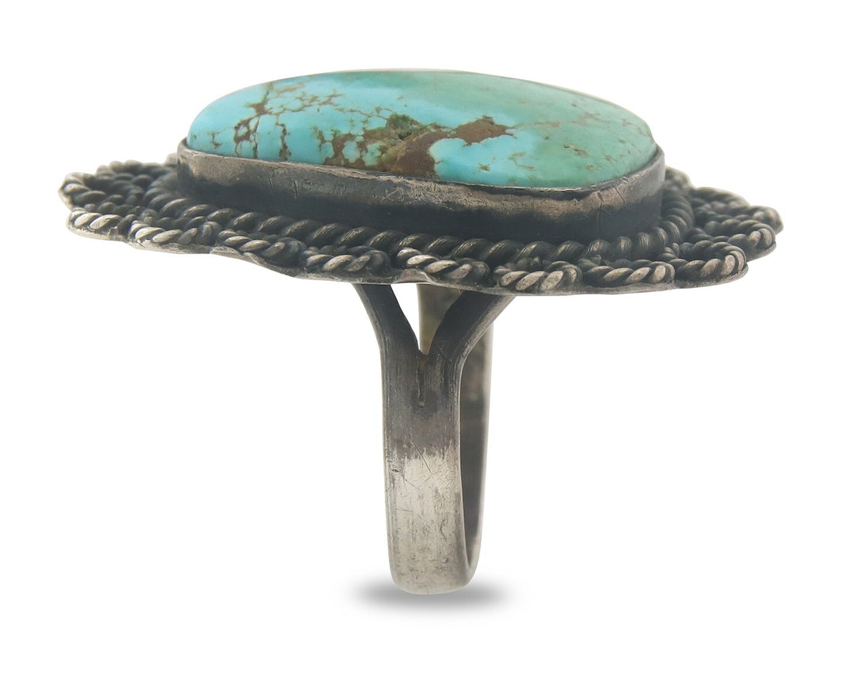 Vintage Navajo Ring 925 Sterling Authentic Traditional Turquoise Handmade Sz 5.5