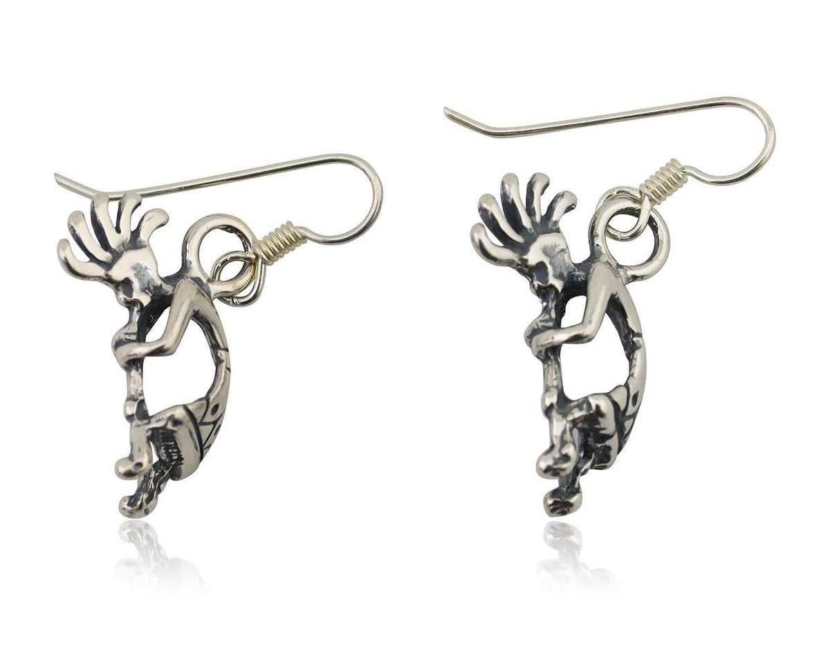 Navajo Kokopelli Dangle Earrings 925 Silver Native American Artist C.80's