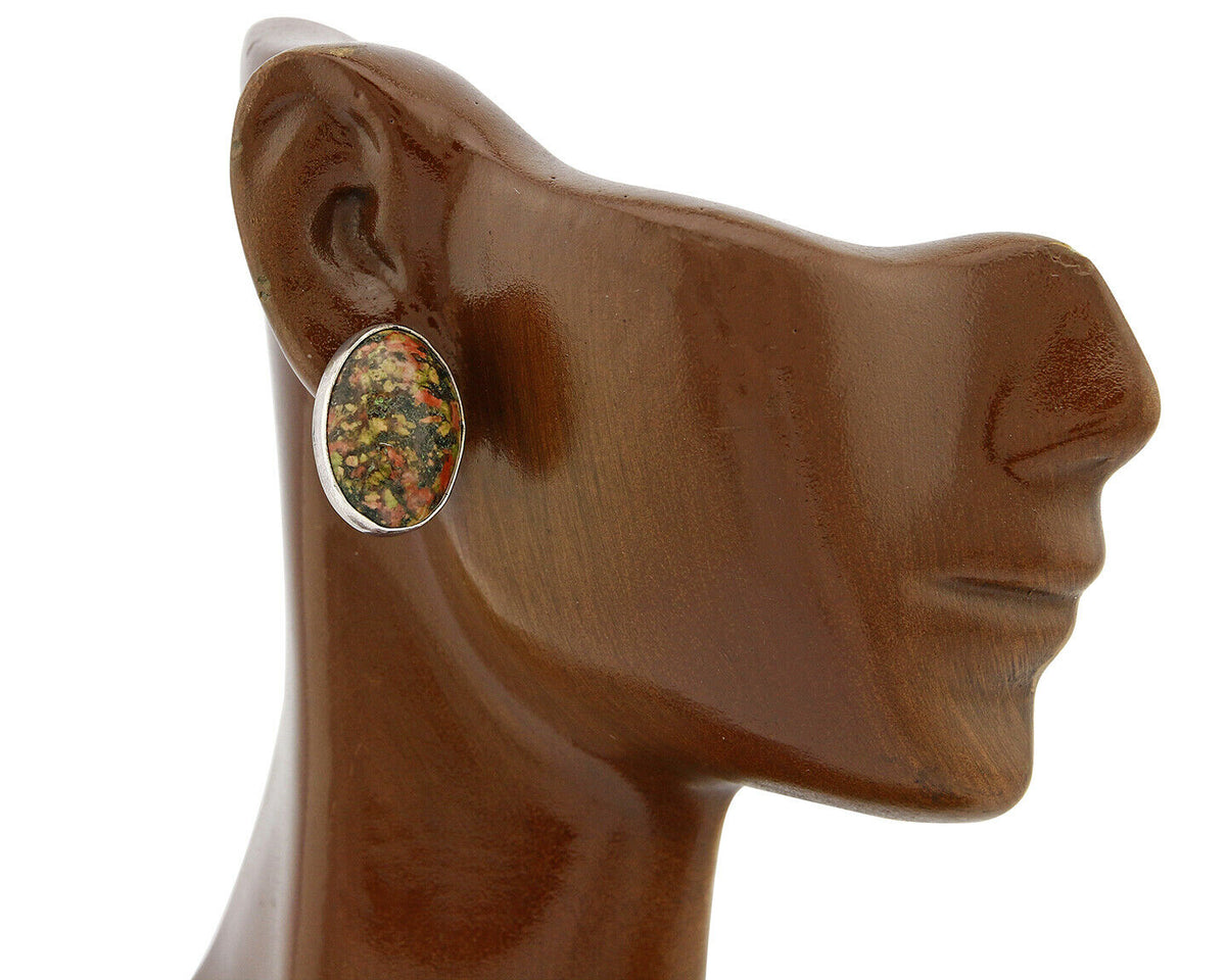 Navajo Natural Agate Gemstone Stud .925 Sterling Silver Earrings
