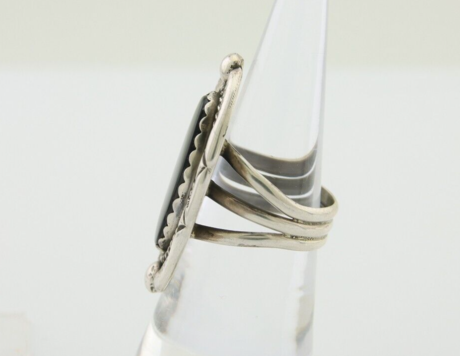 Navajo Ring 925 Silver Black Onyx Artist Signed V & N Edsitty C.80's