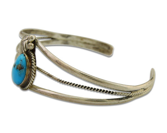 Navajo Cuff Bracelet 925 Silver Turquoise Native American Artist Handmade C.80's