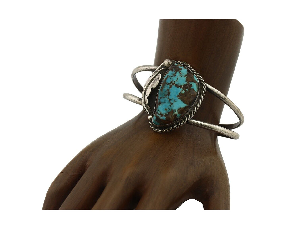 Navajo Bracelet 925 Silver Gober-Burnham Turquoise Native American Artist C.80's