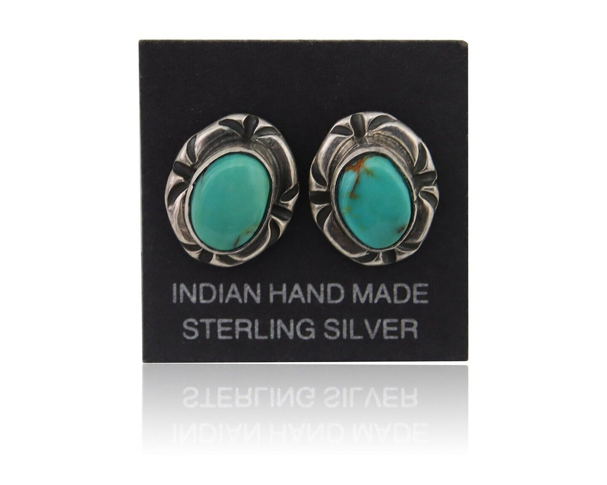 Navajo Earrings 925 Silver Turquoise Native American Artist C.80's