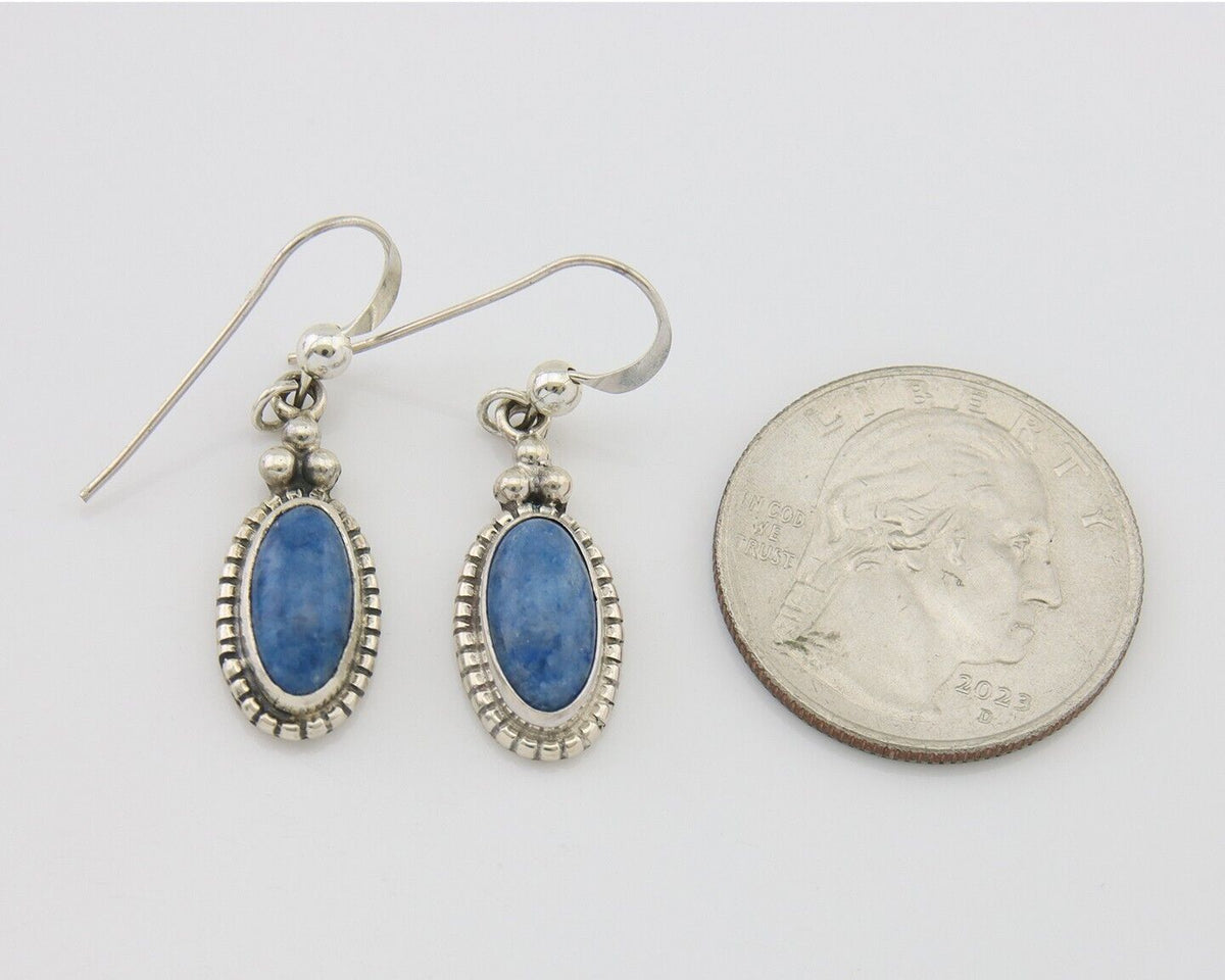 Navajo Dangle Earrings 925 Silver Natural Denim Lapis Signed Melissa Yazzie C80s