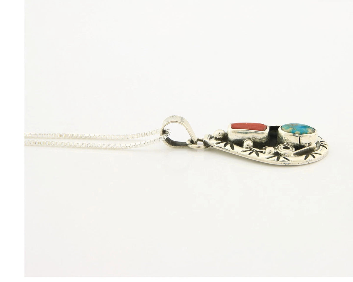 Navajo Necklace Sterling Authentic Gemstone Traditional Signed Teepee