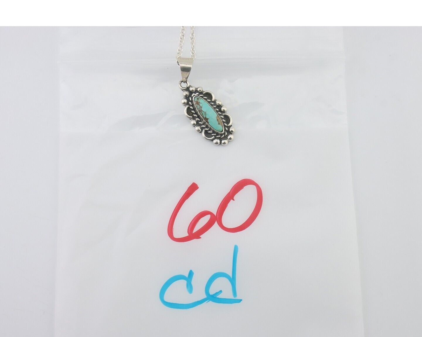 Navajo Necklace 925 Silver Natural Turquoise Native American Artist C.80's