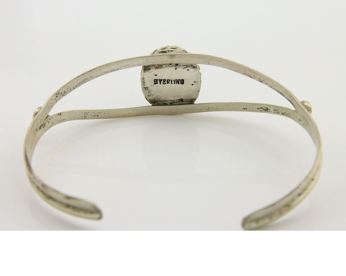 Navajo Cuff Bracelet 925 Silver Turquoise Native American Artist Handmade C.80's