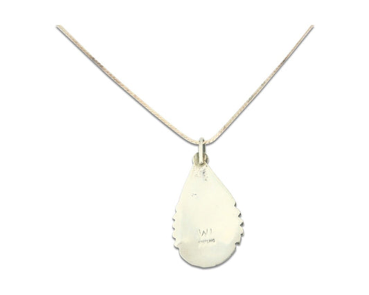 Vintage Navajo Necklace 925 Silver Turquoise & Coral Artist Signed WI