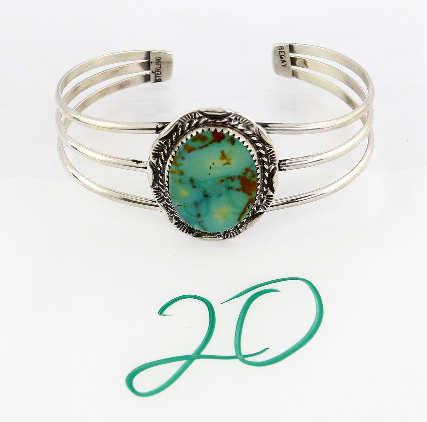 VTG Navajo Signed Begay .925 Silver & Royston Turquoise Cuff