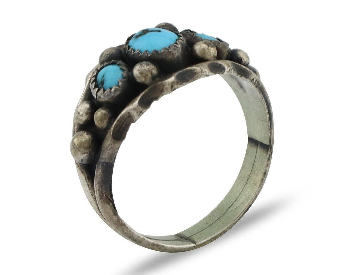 Navajo Ring 925 Silver Turquoise Artist Signed E SkyStone Creations C.80's