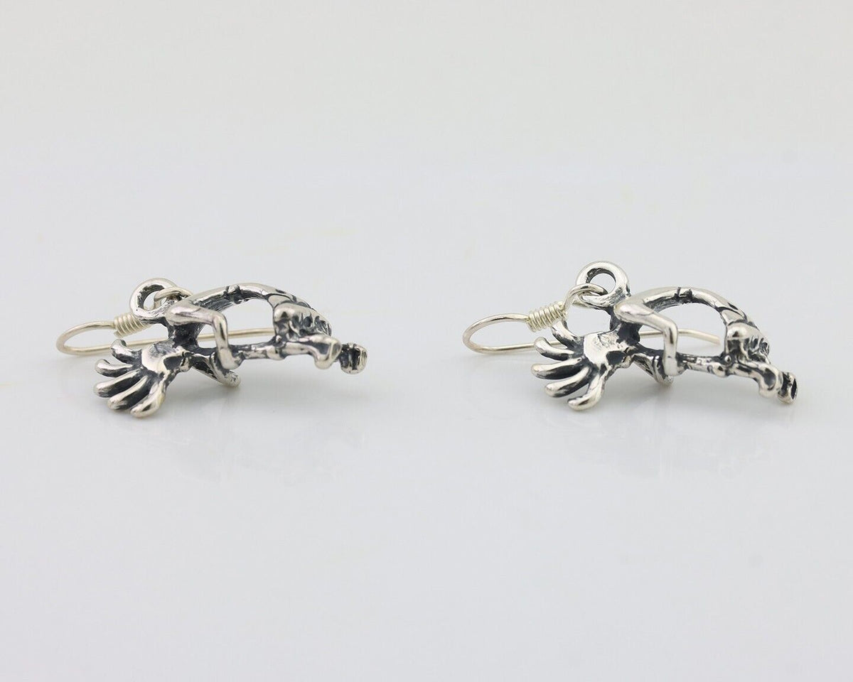 Navajo Kokopelli Dangle Earrings 925 Silver Native American Artist C.80's