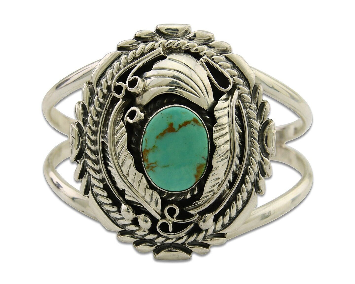 Navajo Cuff Bracelet 925 Silver Cuff Turquoise Cuff Native American Artist C80's