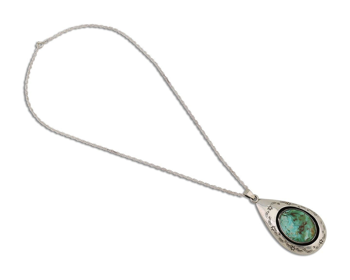 Navajo Royston Turquoise Necklace 925 Silver Artist Signed MC C.80's
