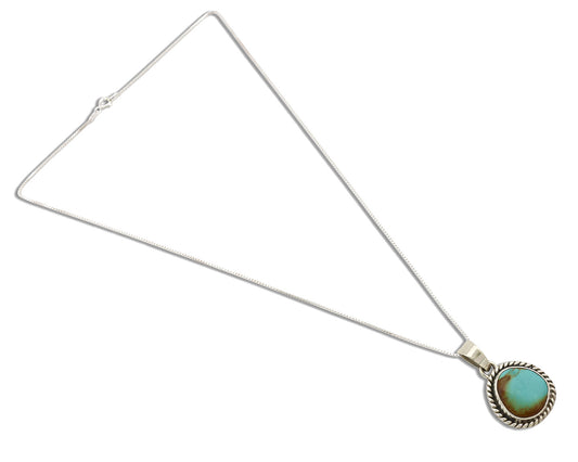 Navajo Necklace .925 Silver Kingman Turquoise Signed Gecko C.80's