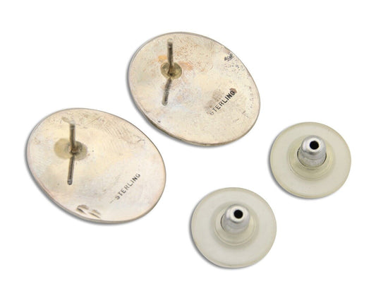 Navajo Earrings 925 Silver Natural Blue Native American Artist C.80's