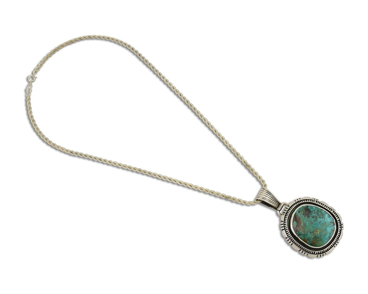 Navajo Necklace 925 Silver Natural Turquoise Artist Signed Mike Begay C.80's