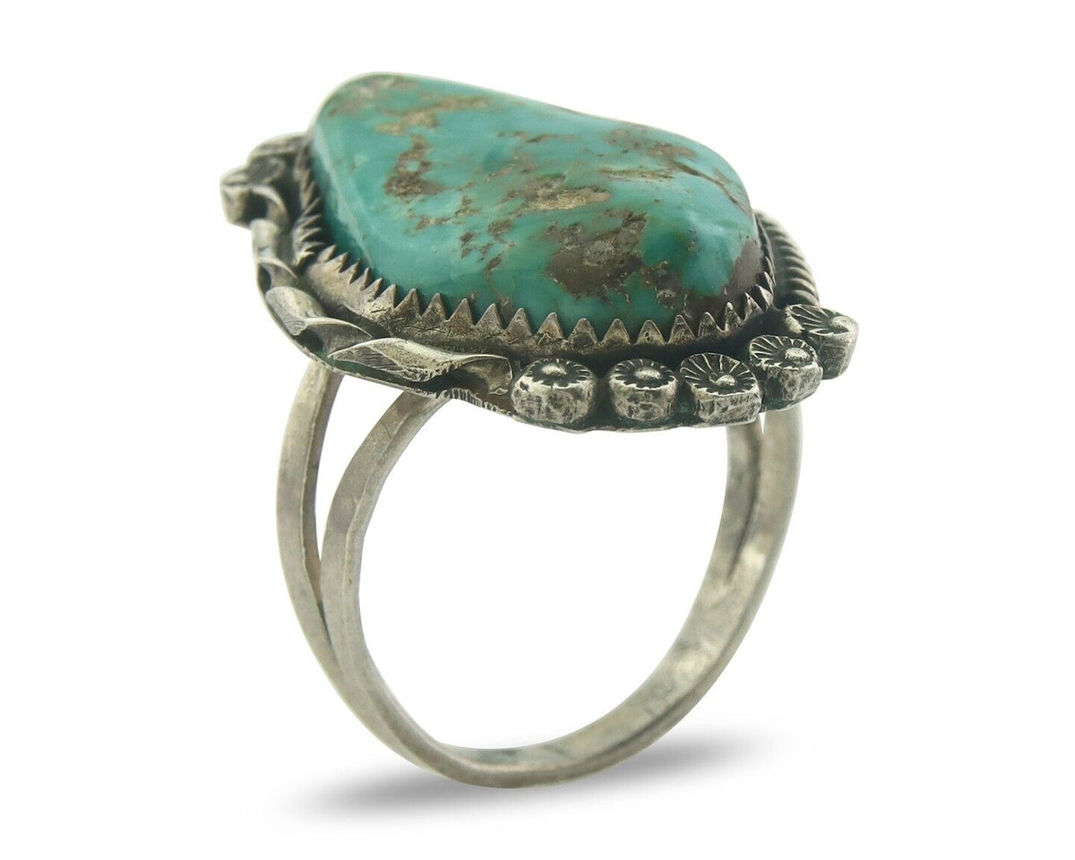 Navajo Ring 925 Sterling Turquoise Handmade Signed James Martin C.80's Size 10