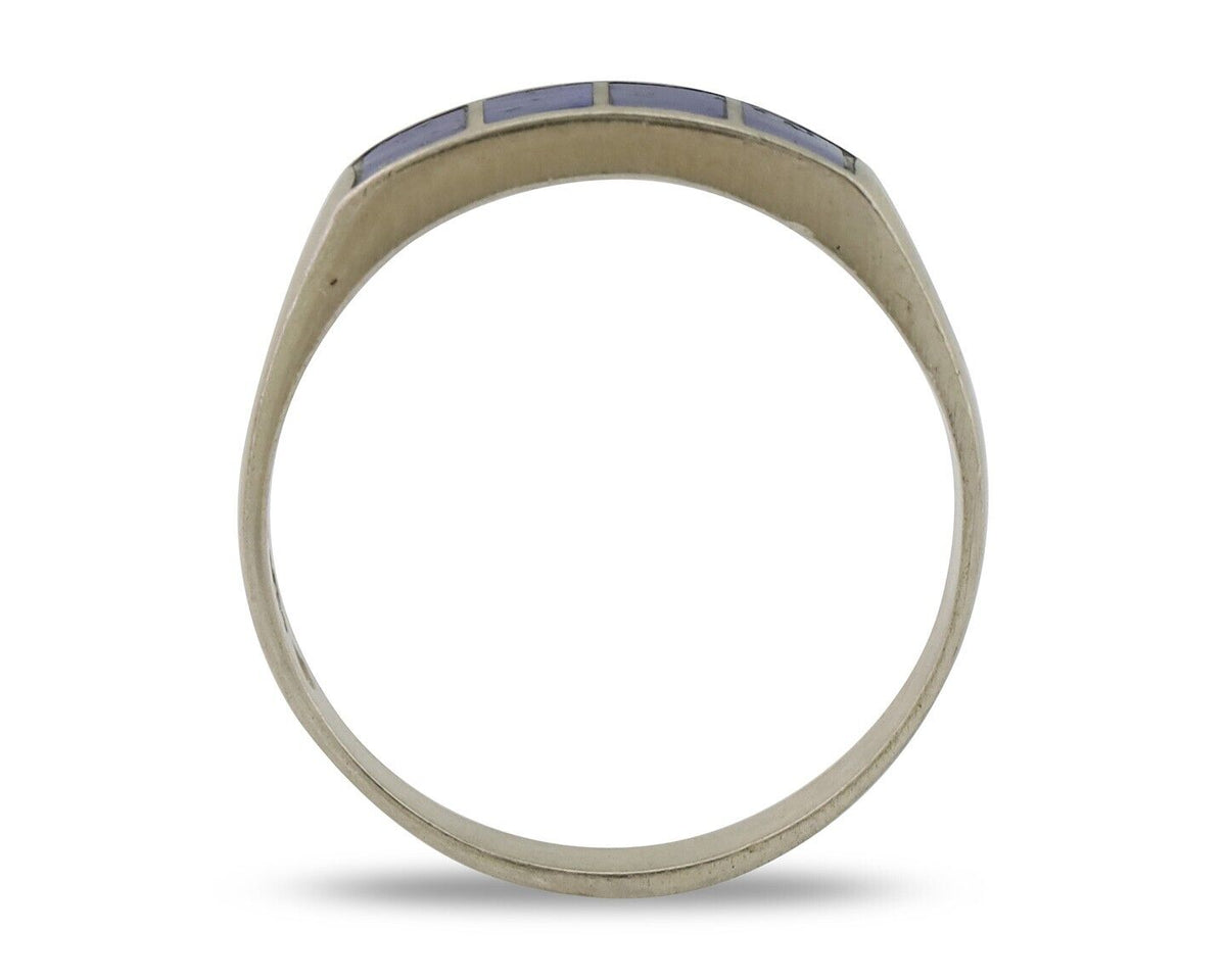 Navajo Handmade Ring 925 Silver Natural Lapis Lazuli Artist Signed SC C.80's