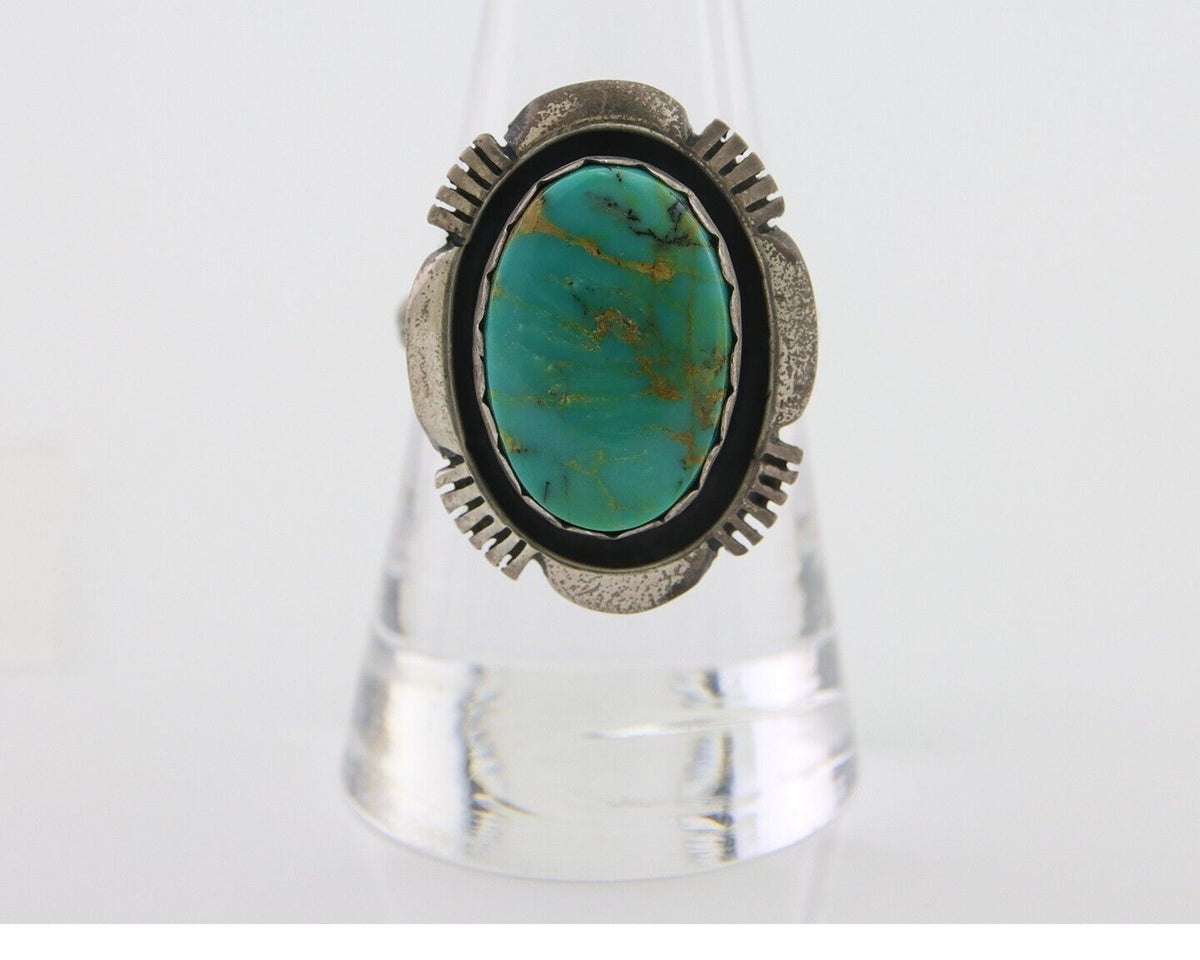 Navajo Ring 925 Silver Natural Turquoise Signed Leonard & Marian Nez C.80's
