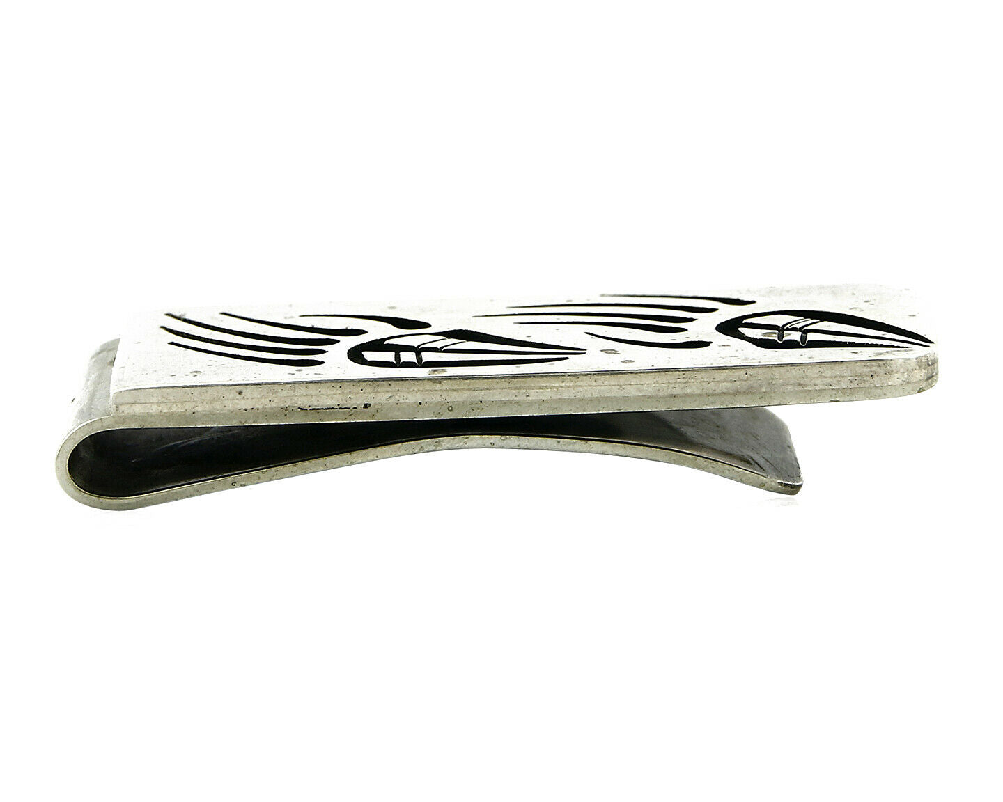 Navajo Money Clip .925 Silver & Nickle Hand Stamped Floyd Naminga