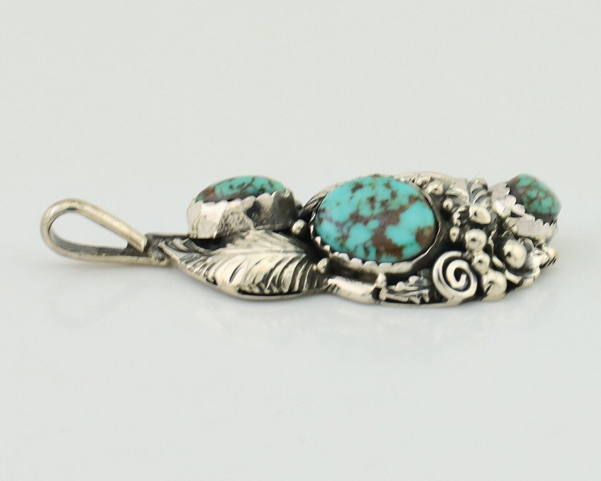 Navajo Pendant 925 Silver Natural Bisbee Turquoise Signed Tom Willeto C.80's