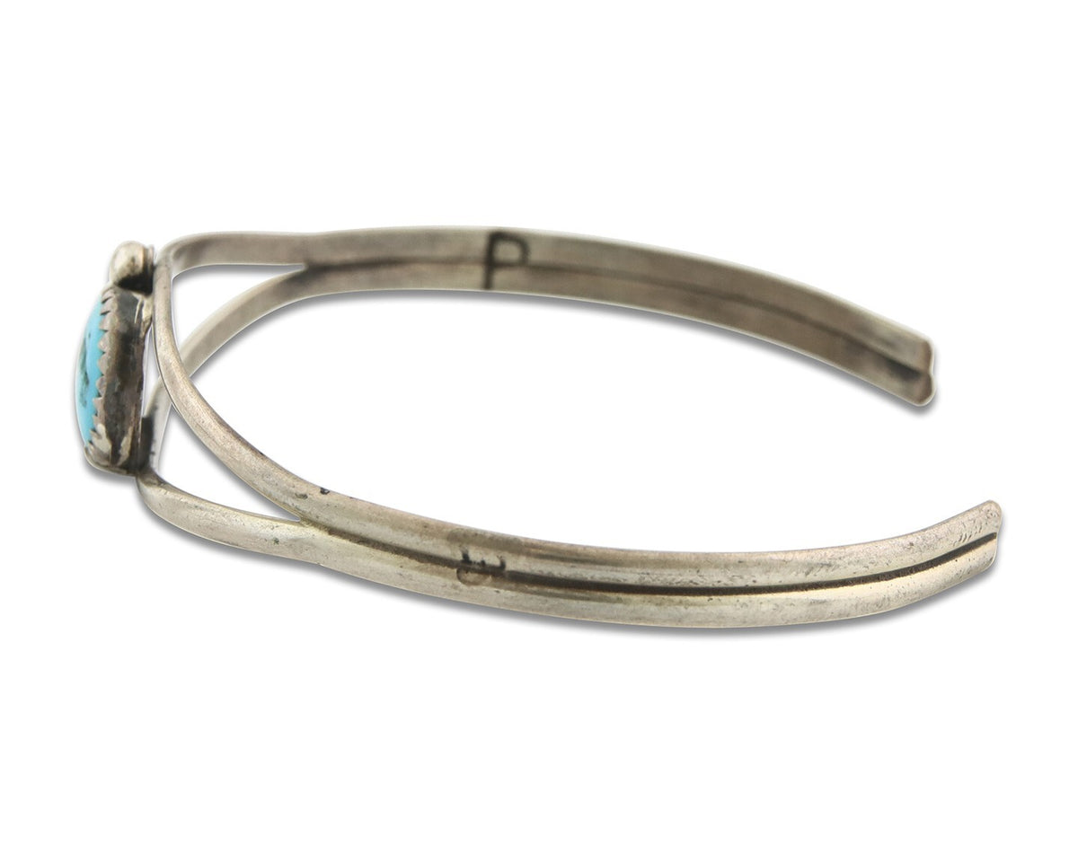 Vintage Navajo Bracelet 925 Silver Blue Turquoise Handmade Signed P