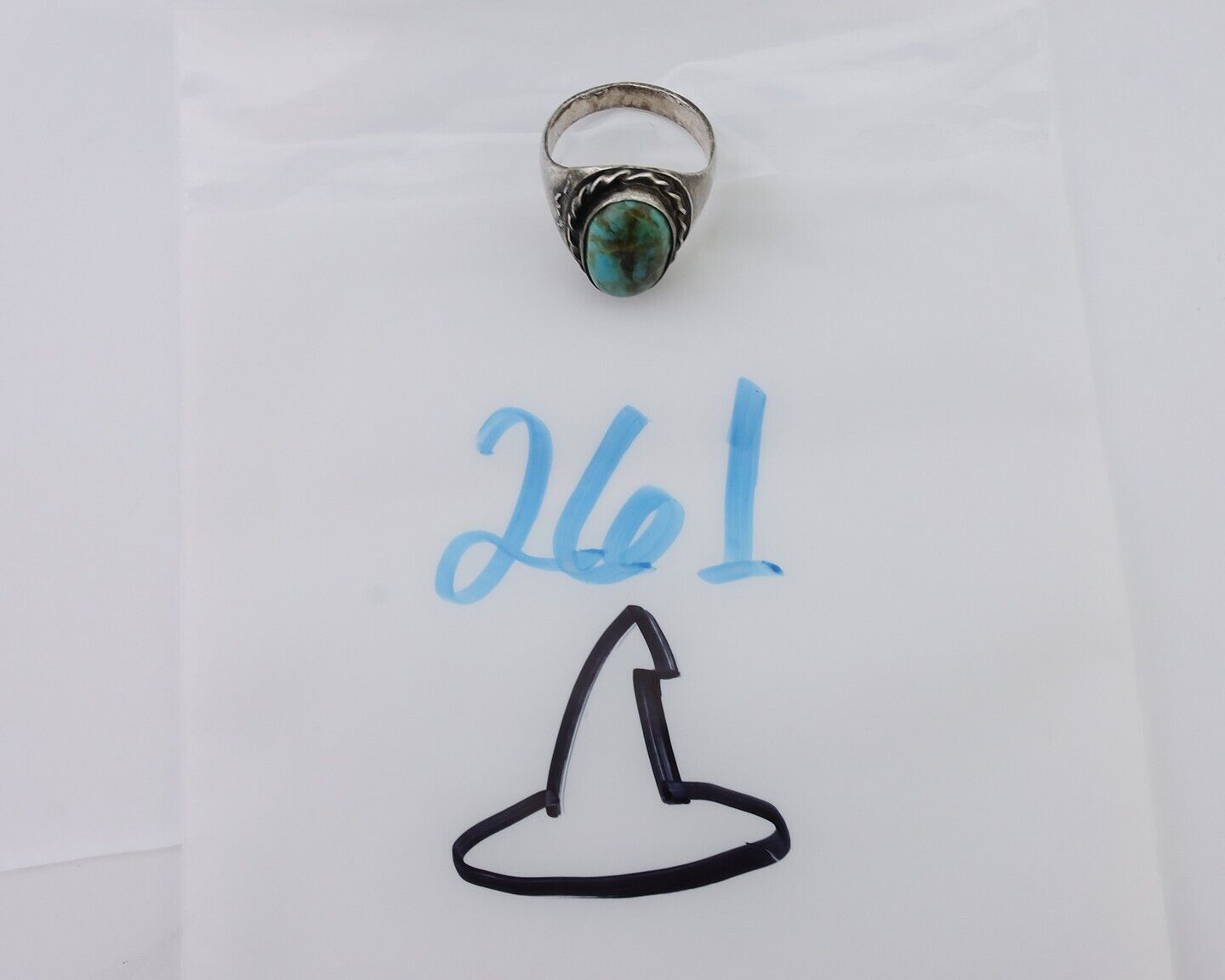 Navajo Ring 925 Silver Natural Blue Turquoise Native American Artist C.80's