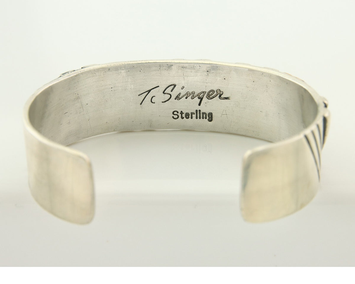 Navajo Bracelet Gold & 925 Silver Handmade 16 mm Wide Signed Thomas Singer C80s