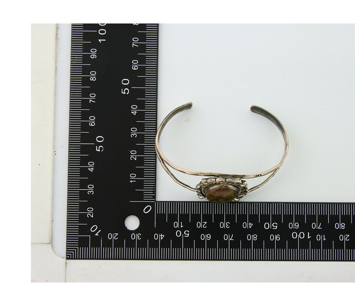 Navajo Bracelet 925 Silver Turquoise Cuff Artist Signed C.80's