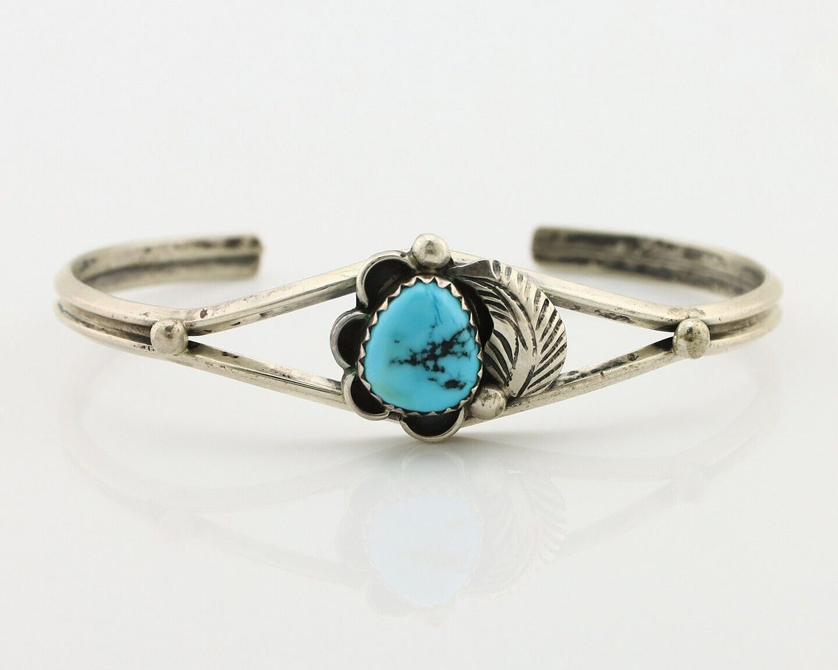 Navajo Handmade Bracelet 925 Silver Natural Blue Turquoise Native American C80s