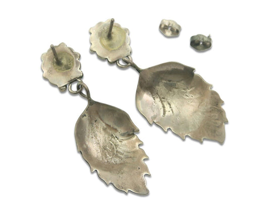 Navajo Earrings 925 Silver Natural Turquoise Native American Artist C.80's