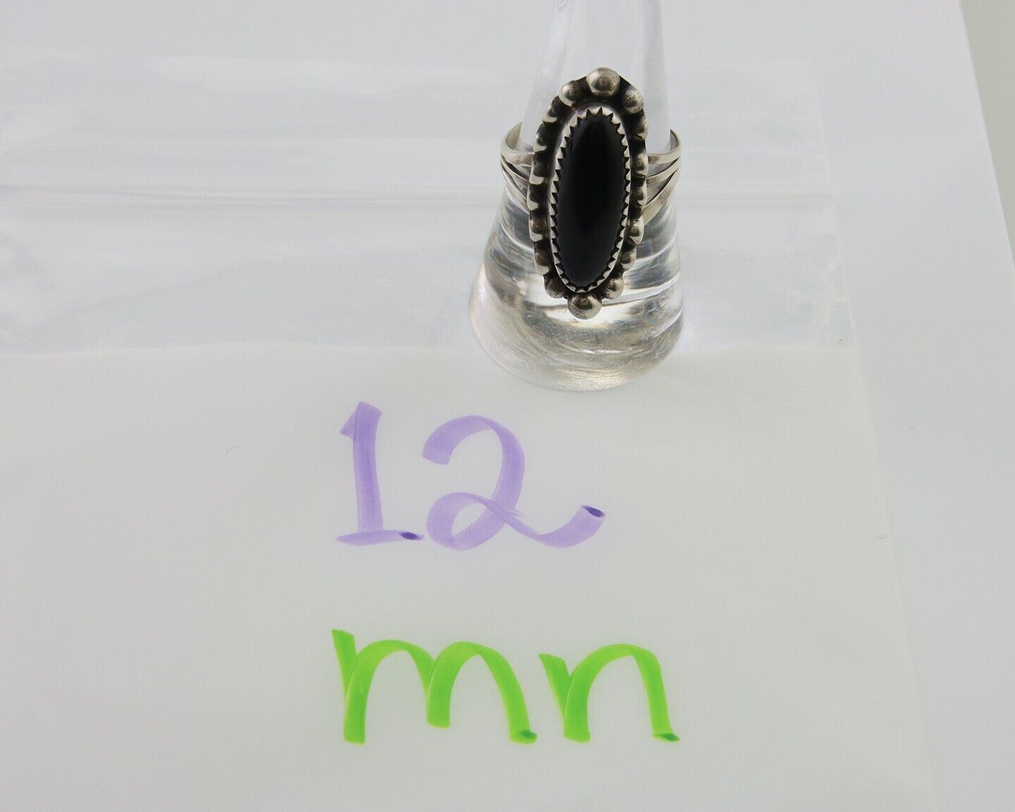 Navajo Handmade Ring 925 Silver Black Onyx Artist Signed SC C.80's