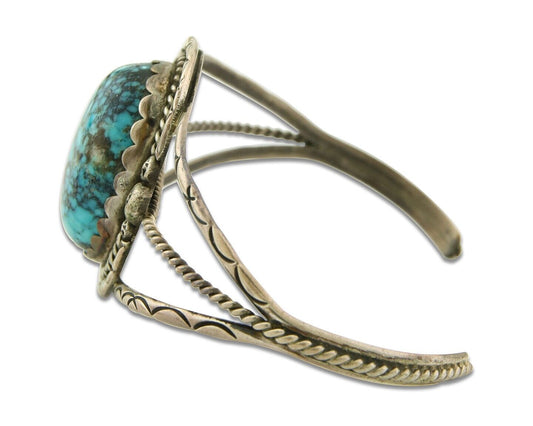 Navajo Bracelet 925 Silver Natural Blue Turquoise Native American Artist C.80s