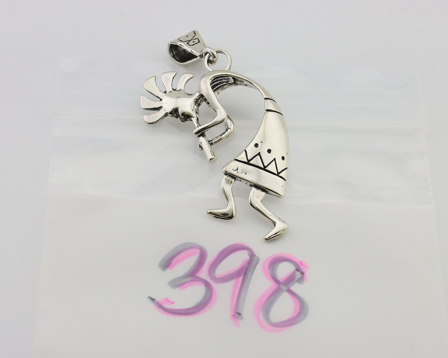 Navajo Kokopelli Pendant 925 Sterling Silver Artist Signed Masha C.80's