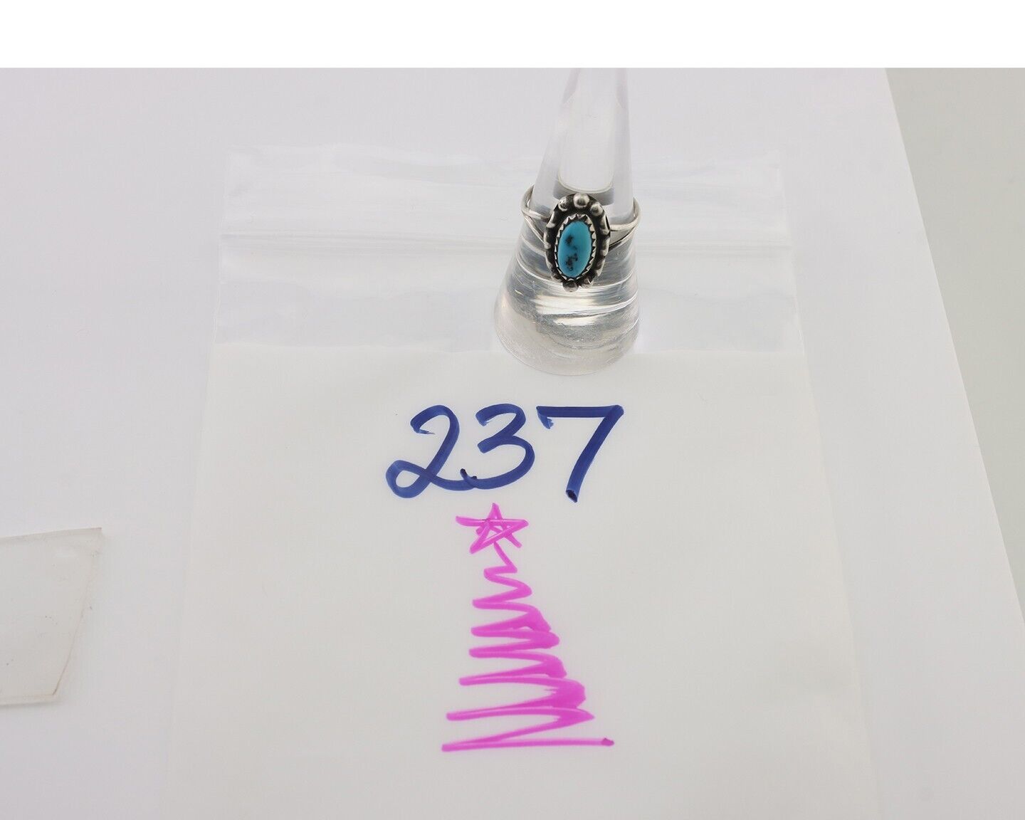 Navajo Ring 925 Silver Sleeping Beauty Turquoise Artist Signed SC C.80's