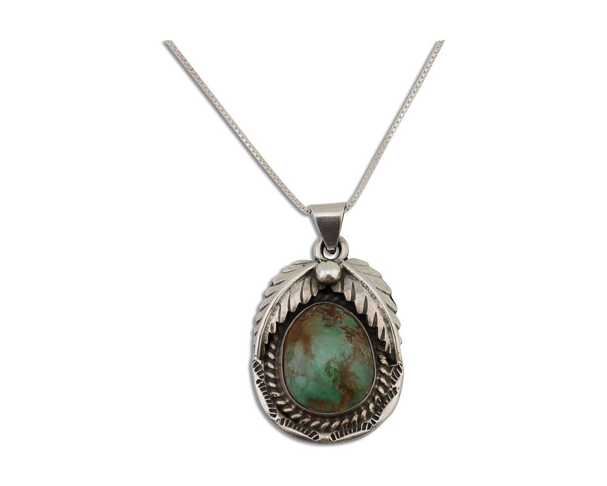 Navajo Turquoise Handmade Necklace 925 Silver Signed SunRise C.80's