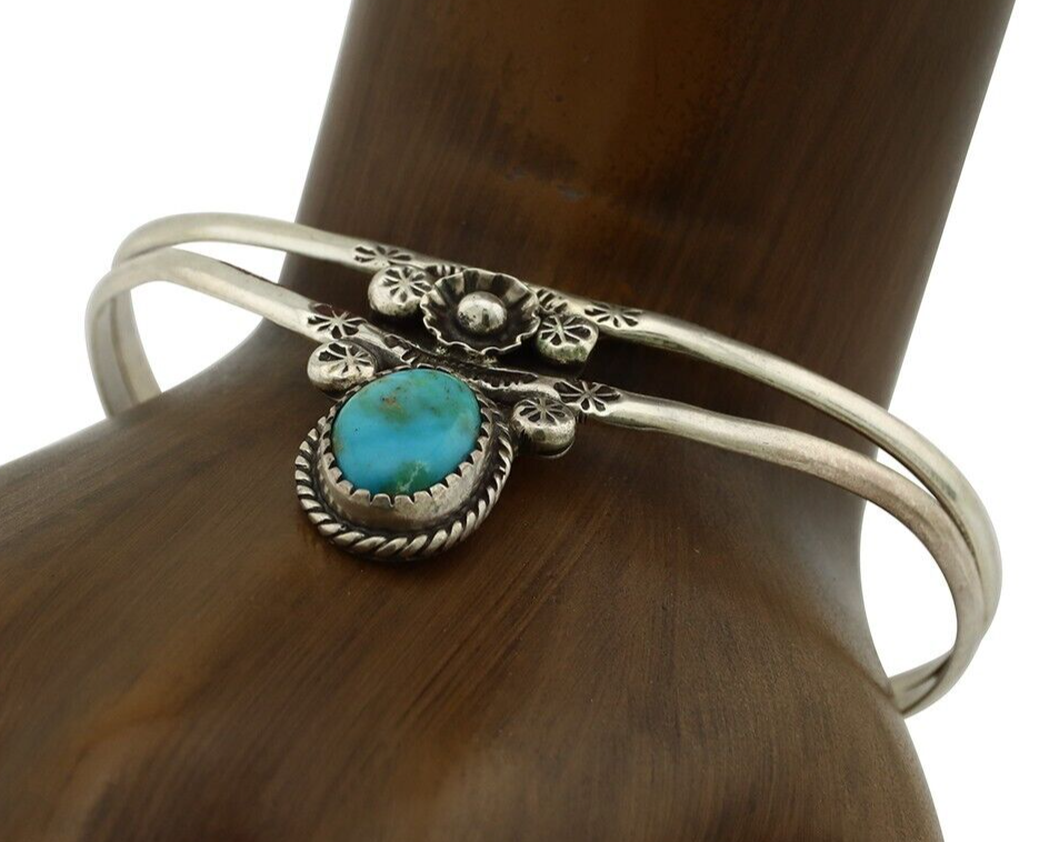 Navajo Bracelet 925 Silver Kingman Turquoise Artist Native American C.80's