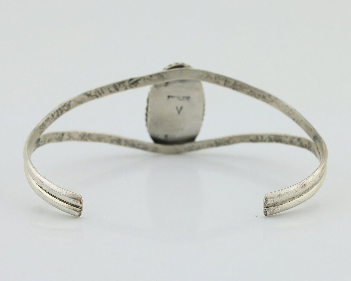 Navajo Bracelet 925 Silver Sleeping Beauty Turquoise Signed Robert Vandover C80s