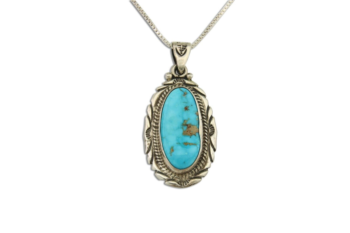 Navajo Necklace 925 Silver Natural Turquoise Artist Signed M Montoya C.80's