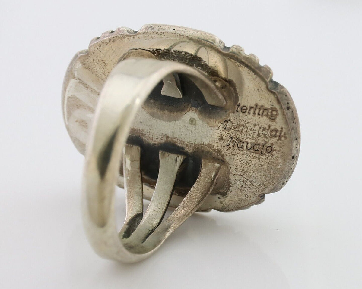 Navajo Ring 925 Silver Turquoise Signed William Denetdale Size 6.25 C.80's