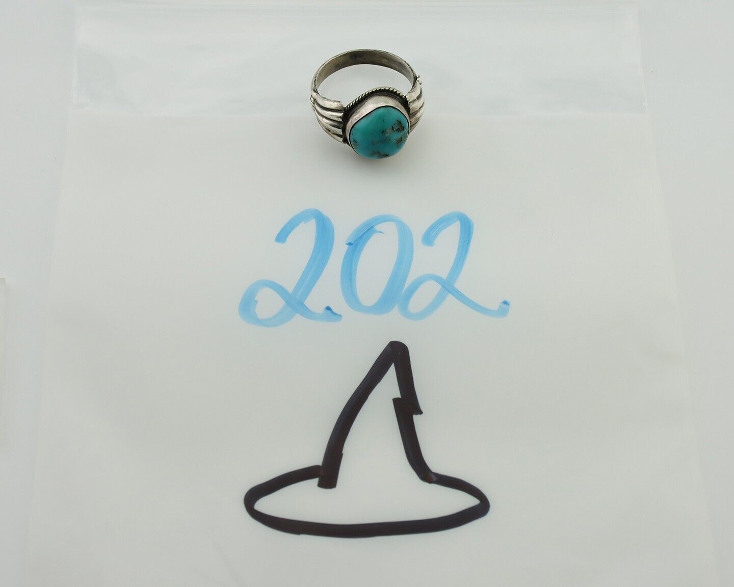 Navajo Handmade Ring 925 Silver Mined Blue Turquoise Native American Artist C80s