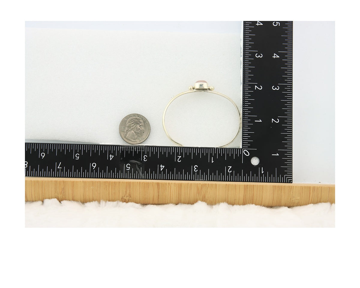 Navajo Cuff Bracelet Sterling Silver Natural Mined Pink Quartz Native Artist