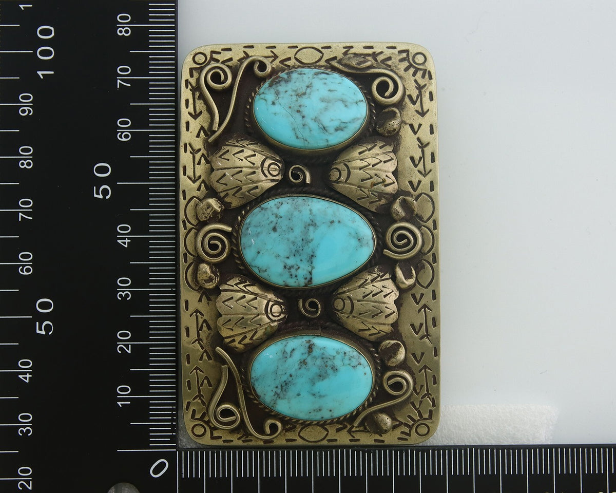 Navajo Belt Buckle .999 Nickel Handmade Artist Signed IJC 2.0x3.0 in C.1980's