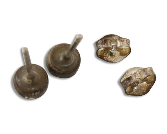 Navajo Earrings 925 Silver Inlaid Natural Onyx & Coral Native Artist C.80's