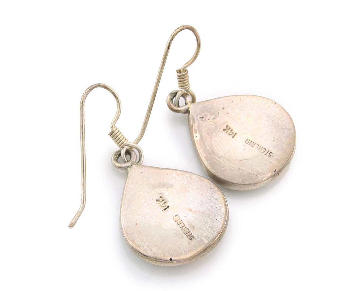Navajo Earrings Sterling Silver & Gold Vintage Handmade