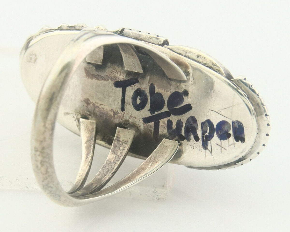 Navajo Ring 925 Sterling Royston Turquoise Native Artist C.80's Size 7.75